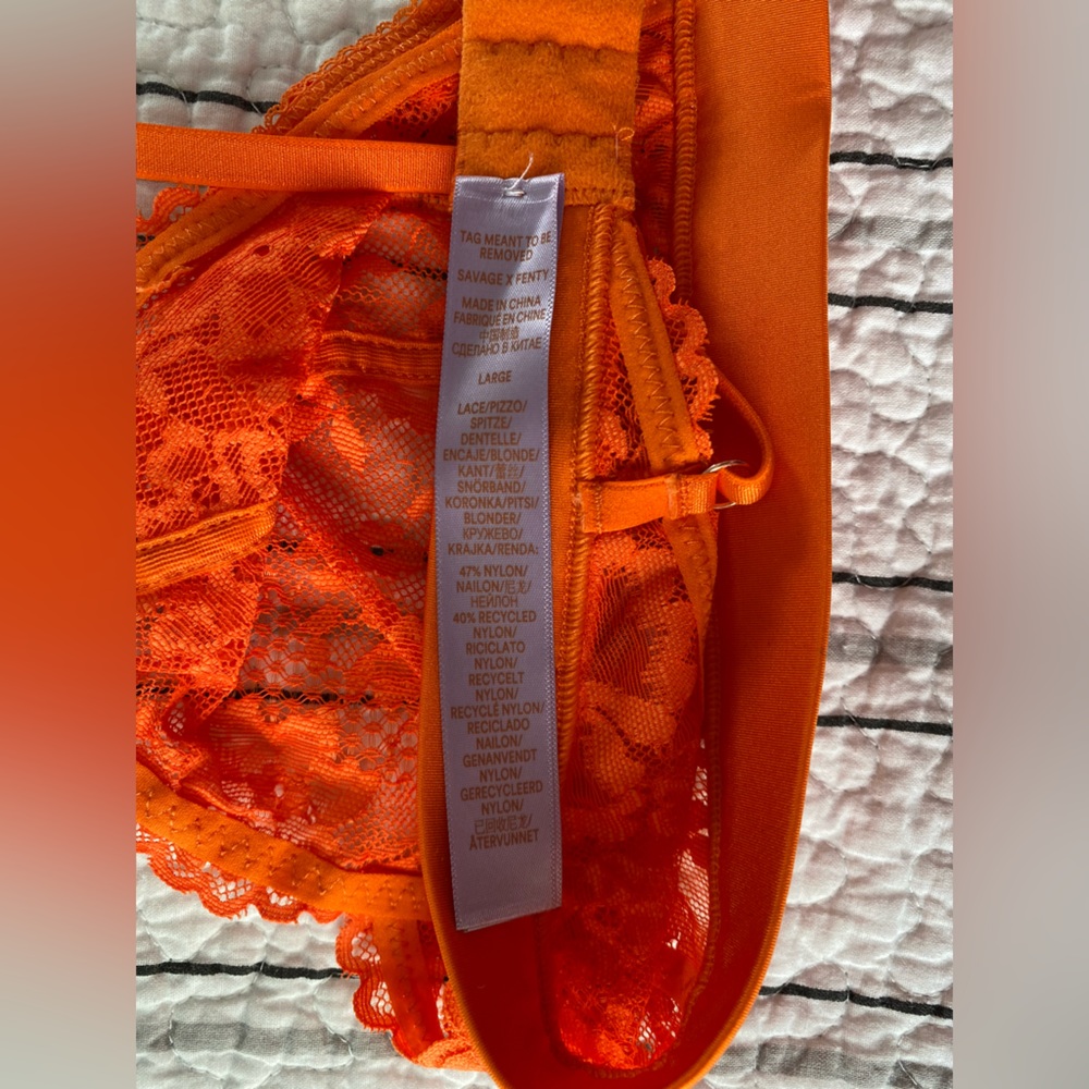 Savage X Fenty NWT orange lace bralette bra large - Picture 3 of 5
